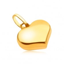 Pendant made of yellow 14K gold - shimmering smooth regular heart