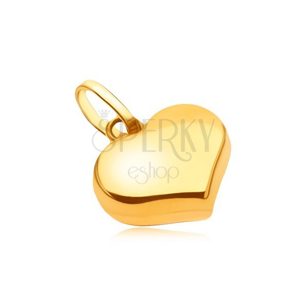 Pendant made of yellow 14K gold - shimmering smooth regular heart