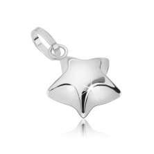 Pendant made of white 14K gold - convex shimmering five-pointed star