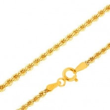 Chain made of yellow 14K gold - thickly interconnected links into spiral, 450 mm