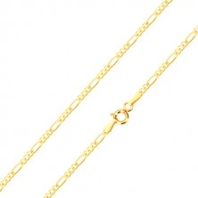 Gold chain - three small eyelets and oblong link, high gloss, 500 mm 