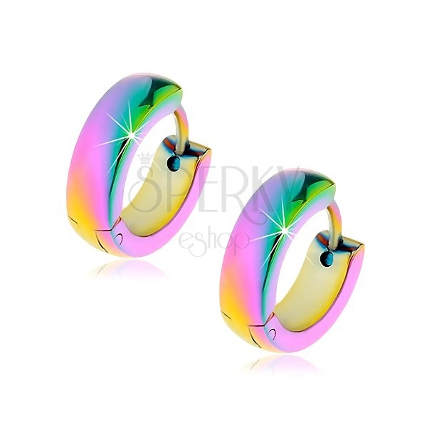 Earrings made of surgical steel, classic, shiny surface in rainbow colour