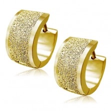 Gold sandblasted earrings made of steel, bevelled edges