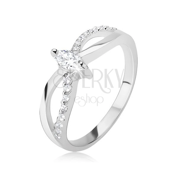 Ring made of silver 925 - infinity motif, zircon line, elliptical stone