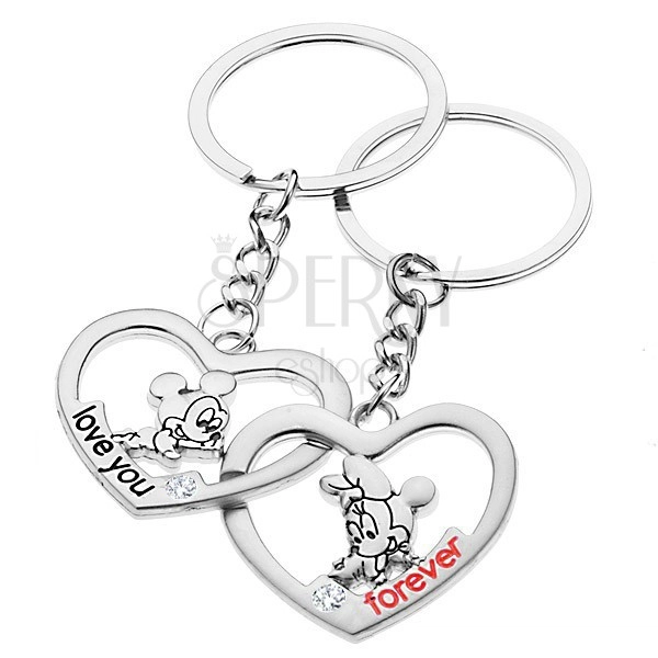 Keychains for couples - Mickey and Minnie in hearts