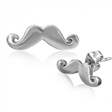 Stud earrings made of steel - shiny mustache