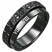 Stainless steel double ring - Roman numerals