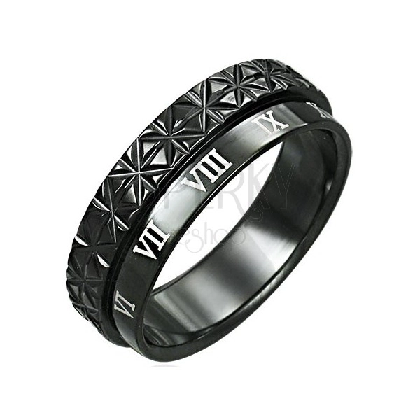 Stainless steel double ring - Roman numerals