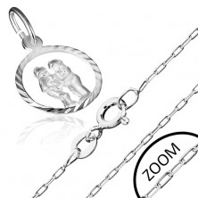 Silver chain and pendant with zodiac sign, GEMINI