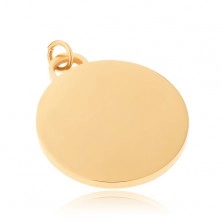 Pendant made of stainless steel in gold colour - mirror-polished round plate