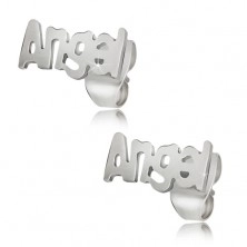 Steel stud earrings in silver colour, Angel