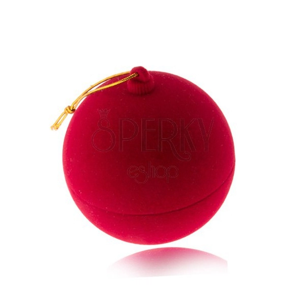Velvet ring gift box, red Christmas ball