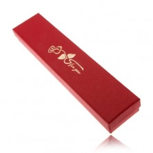 Shimmering red bracelet gift box, gold rose with inscription