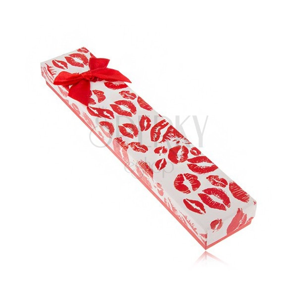 Bracelet gift box, imprint of lips, red bow