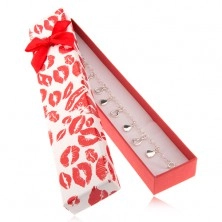 Bracelet gift box, imprint of lips, red bow