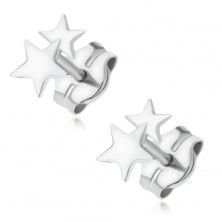 Earrings made of white 14K gold - two small shimmering stars
