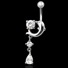 Belly ring with dolphin and drops