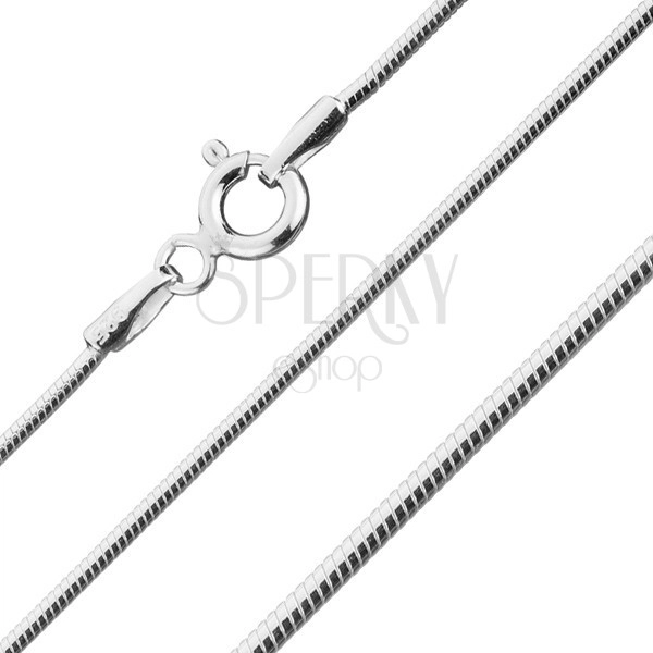 Curved chain with snake pattern, silver 925, 1 mm