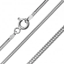 Chain made of 925 silver, flattened oblique links, width 1,6 mm, length 450 mm