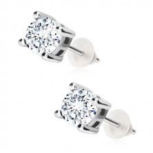 Earrings made of 925 silver, round clear rhinestone in a mount