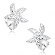 925 silver stud earrings, zircon star