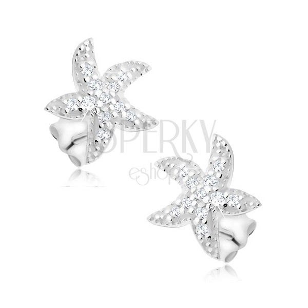 925 silver stud earrings, zircon star
