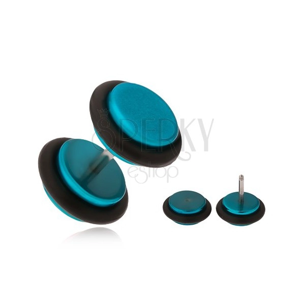 Azure blue fake ear plug, acrylic circles