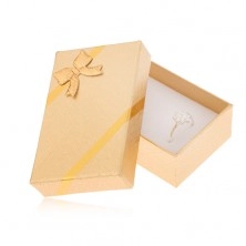 Box for earrings and ring, golden fabric look, bowknot