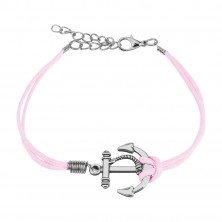 Coloured strand wrist bracelet, small anchor with rope