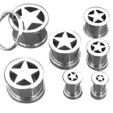 Screw ear tunnel plug made of steel 316L with star in the middle