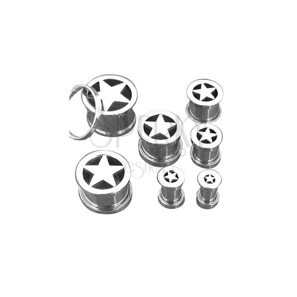 Screw ear tunnel plug made of steel 316L with star in the middle
