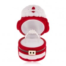 Velvet ring box, red-white figure of Nicholas