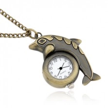Chain watch in matte golden colour, dolphin