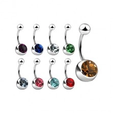 Belly button piercing with zircon, different colours
