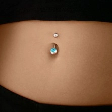 Belly button piercing with zircon, different colours