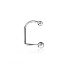Curved steel chin or lip piercing with two balls, 4 and 5 mm