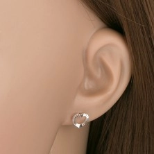 Knurled symmetrical heart contours, silver 925 earrings