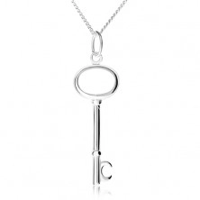 Silver 925 necklace, chain and key pendant