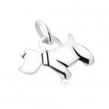 Pendant made of 925 silver, small dog with collar