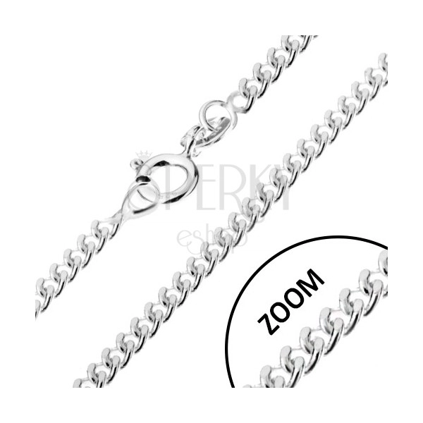 Silver 925 chain, twisted round links, width 1,4 mm, length 460 mm