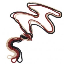 Necklace composed of chains in red, gold and black colour