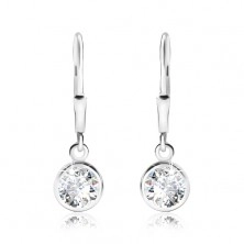 Earrings made of 925 silver, clear round zircon, 6 mm