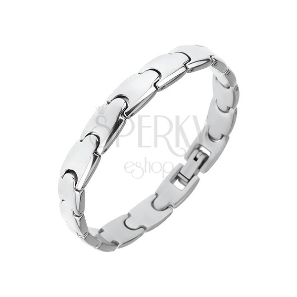 Stainless steel bracelet, shiny "Y" links, 8 mm