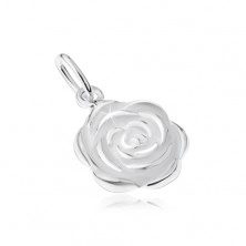 925 silver pendant, blooming rose flower