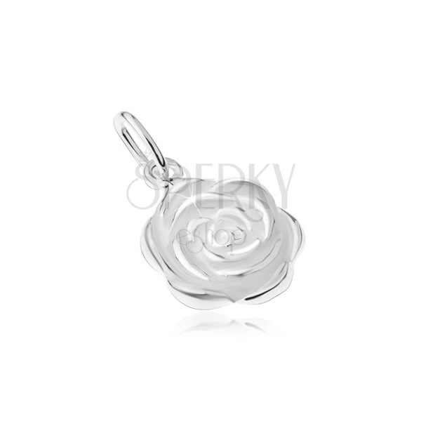 925 silver pendant, blooming rose flower