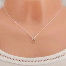 925 silver necklace, adjustable, chain - tear, clear zircons
