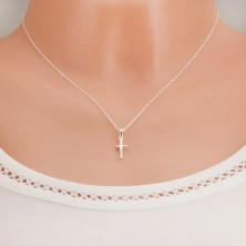 925 silver necklace, Latin cross on chain of oval eyelets