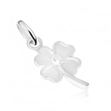 Shiny pendant - flower with zircon centre and stem, 925 silver