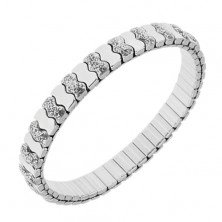 Extensible bracelet made of steel in silver colour, wavy elongated links