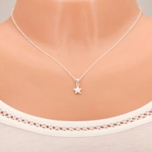 Necklace made of 925 silver, star with decoratively engraved balls